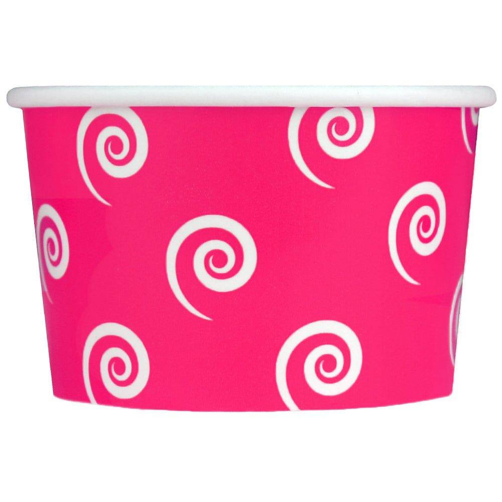 UNIQIFY® 4 oz Pink Swirls and Twirls Ice Cream Cups - Frozen Dessert Supplies 04PINKSW&TCUP