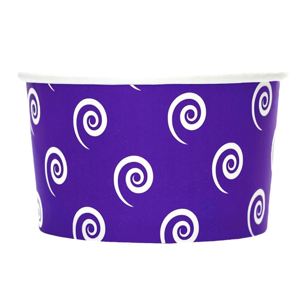 UNIQIFY® 4 oz Purple Swirls and Twirls Ice Cream Cups - Frozen Dessert Supplies