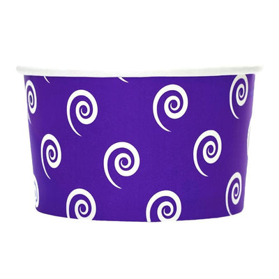 UNIQIFY® 4 oz Purple Swirls and Twirls Ice Cream Cups - Frozen Dessert Supplies