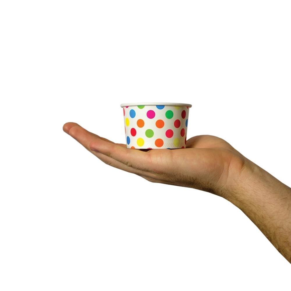 UNIQIFY® 4 oz Rainbow Polka Dotty Ice Cream Cups - Frozen Dessert Supplies