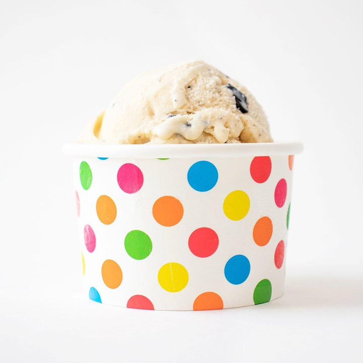 UNIQIFY® 4 oz Rainbow Polka Dotty Ice Cream Cups - Frozen Dessert Supplies 04RNBWPKDTCUP