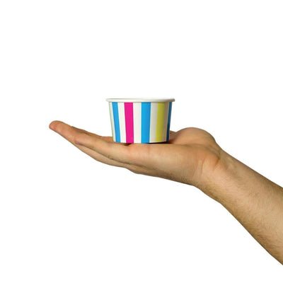 UNIQIFY® 4 oz Rainbow Striped Madness Ice Cream Cups - Frozen Dessert Supplies