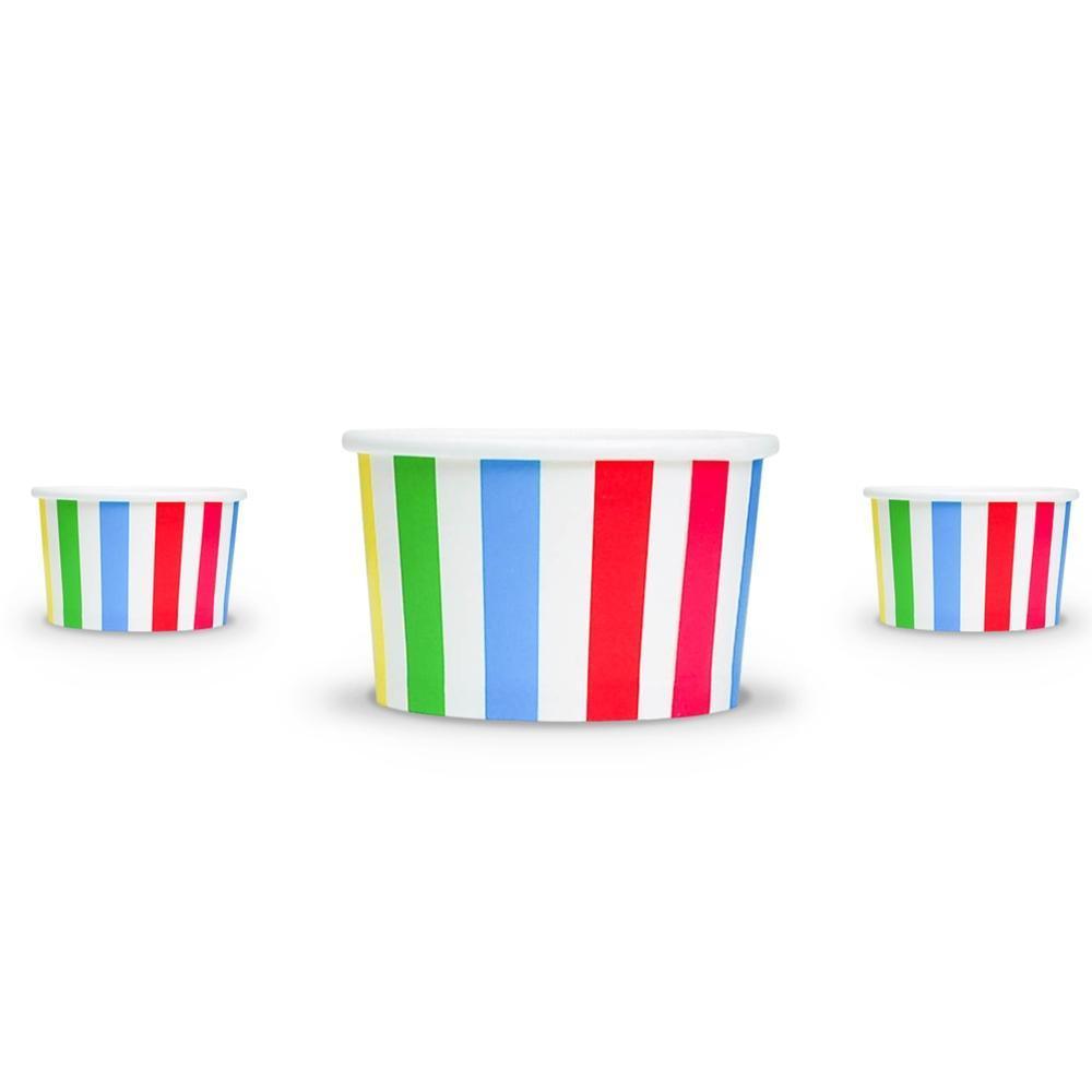 UNIQIFY® 4 oz Rainbow Striped Madness Ice Cream Cups - 04RNBWSMADCUP