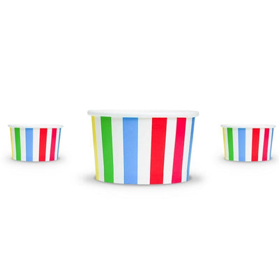 UNIQIFY® 4 oz Rainbow Striped Madness Ice Cream Cups - Frozen Dessert Supplies