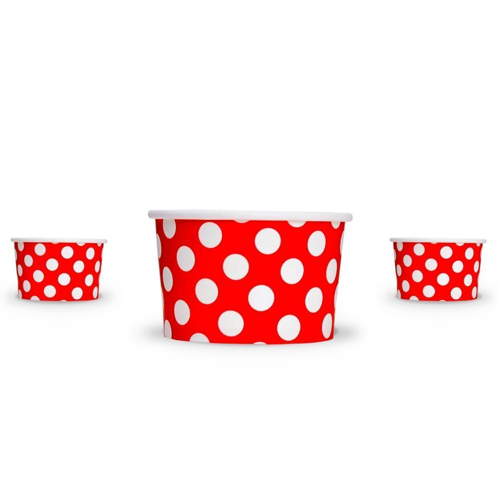 UNIQIFY® 4 oz Red Polka Dotty Ice Cream Cups - 04REDPKDTCUP