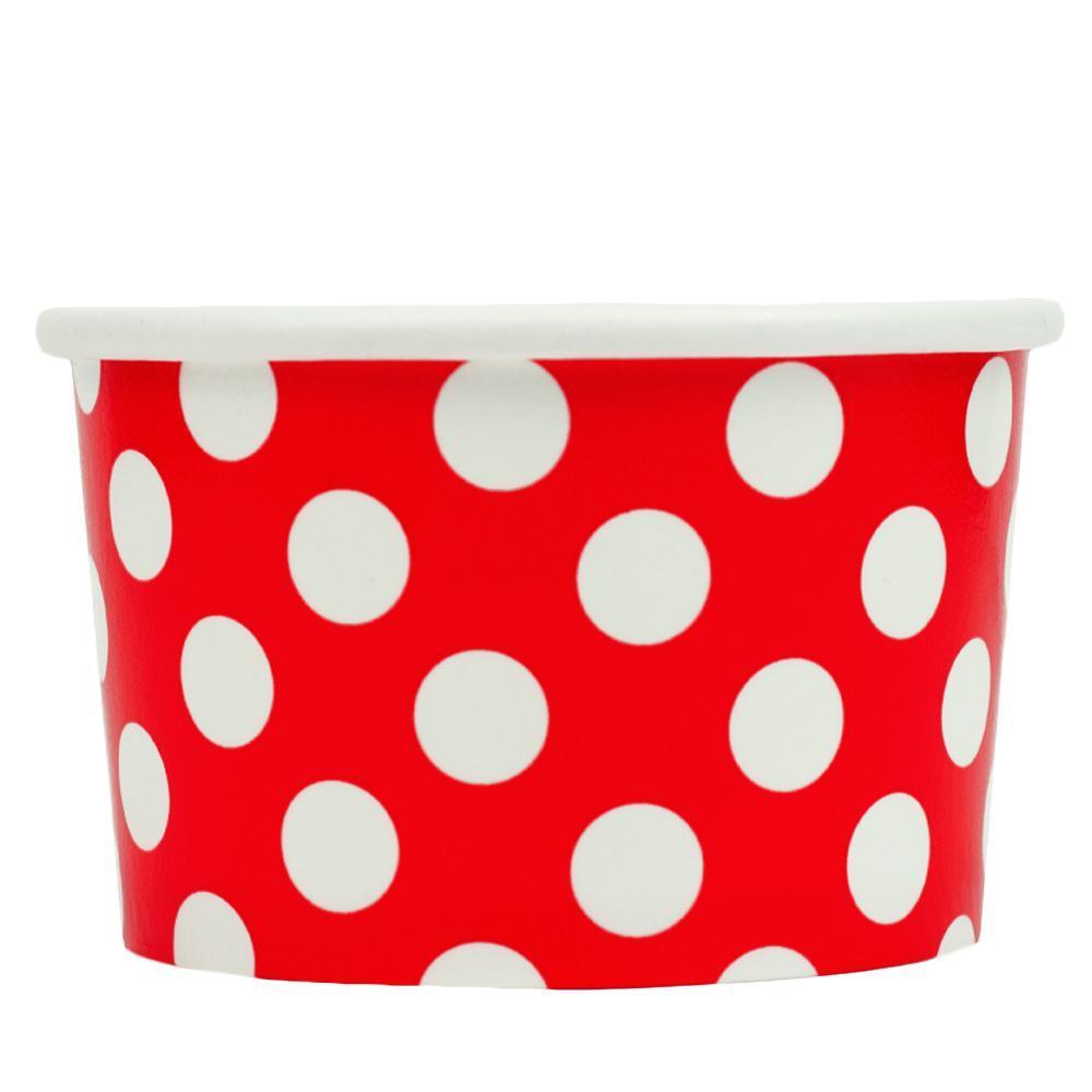 UNIQIFY® 4 oz Red Polka Dotty Ice Cream Cups - 04REDPKDTCUP
