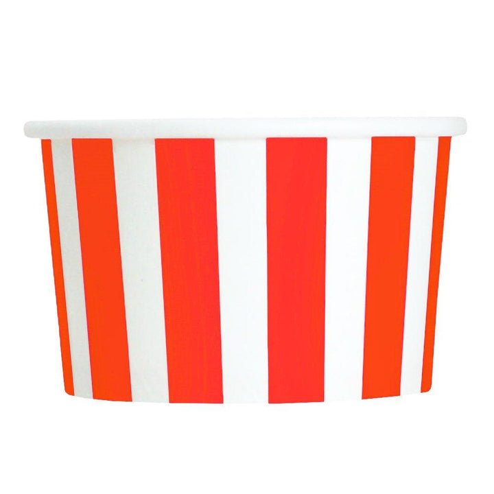 UNIQIFY® 4 oz Red Striped Madness Ice Cream Cups - Frozen Dessert Supplies 04REDSMADCUP
