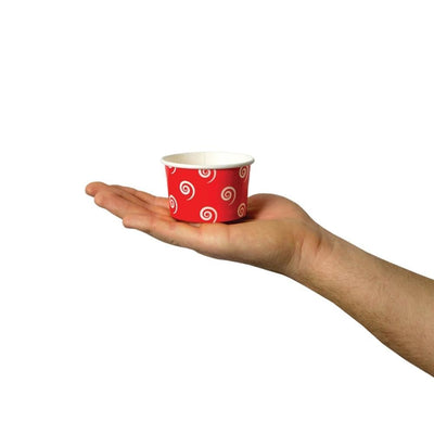 UNIQIFY® 4 oz Red Swirls and Twirls Ice Cream Cups - Frozen Dessert Supplies