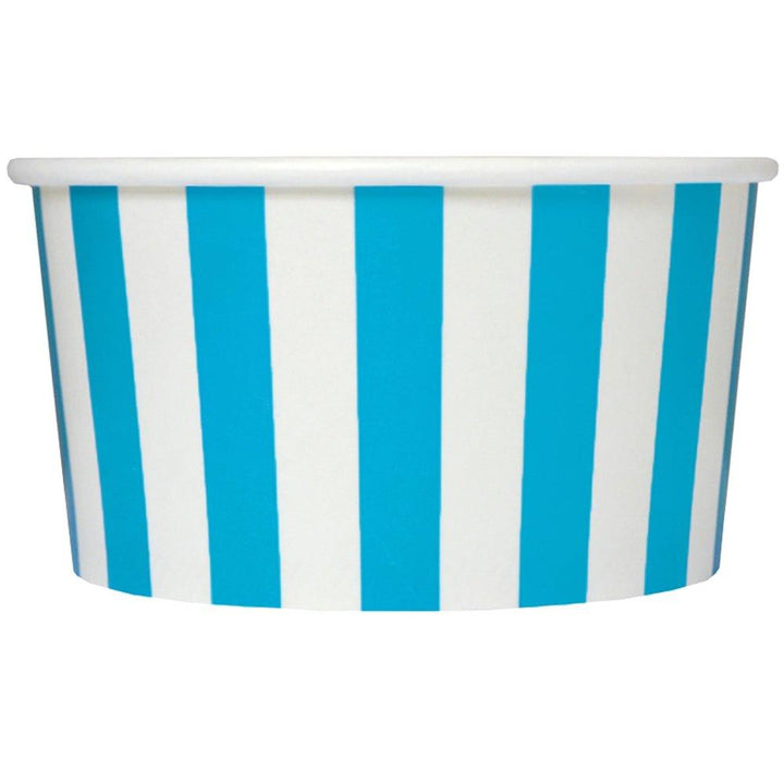 UNIQIFY® 6 oz Blue Striped Madness Ice Cream Cups - Frozen Dessert Supplies 06BLUESMADCUP