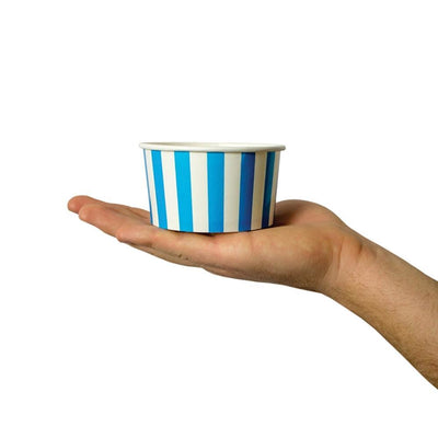 UNIQIFY® 6 oz Blue Striped Madness Ice Cream Cups - Frozen Dessert Supplies