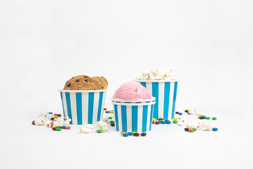 UNIQIFY® 6 oz Blue Striped Madness Ice Cream Cups - Frozen Dessert Supplies 06BLUESMADCUP