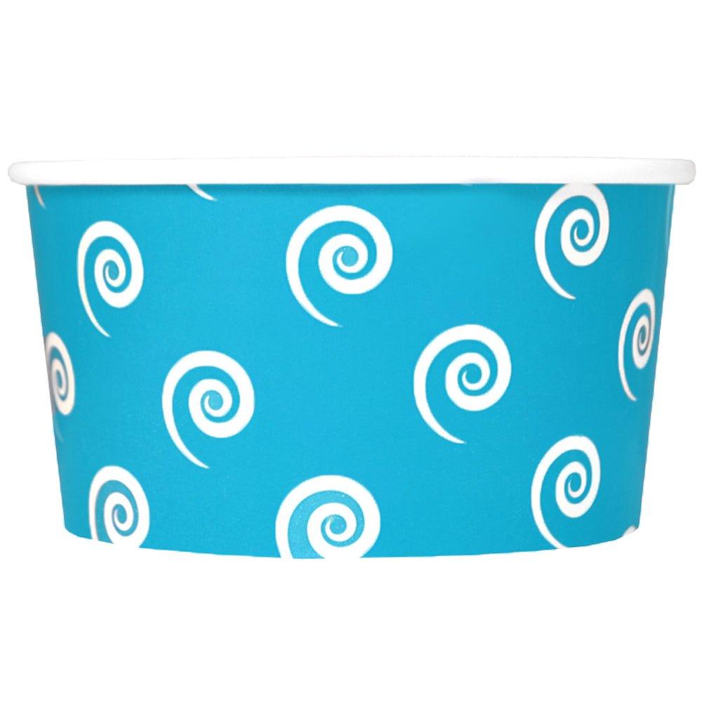 UNIQIFY® 6 oz Blue Swirls and Twirls Ice Cream Cups - Frozen Dessert Supplies