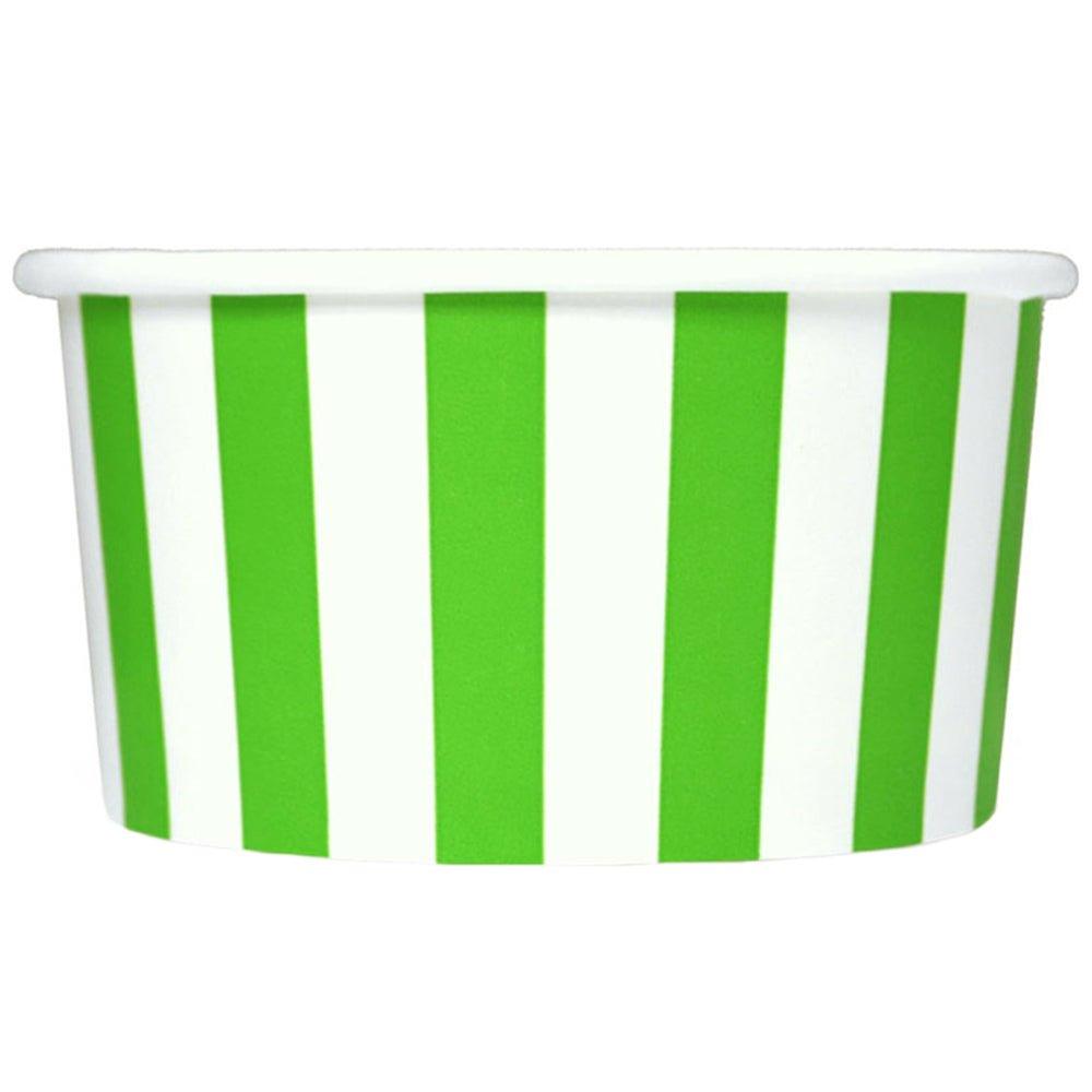UNIQIFY® 6 oz Green Striped Madness Ice Cream Cups - Frozen Dessert Supplies