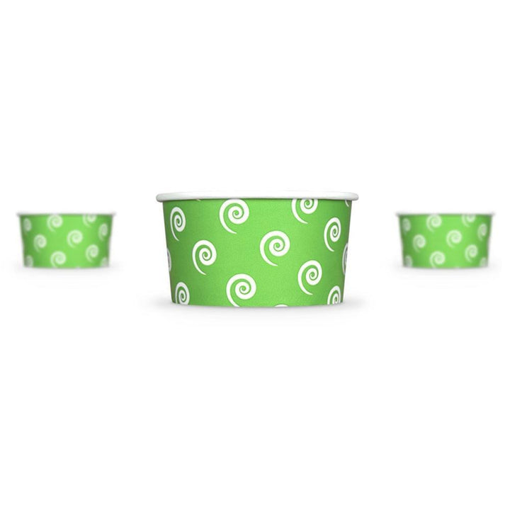 UNIQIFY® 6 oz Green Swirls and Twirls Ice Cream Cups - 06GRNSW&TCUP