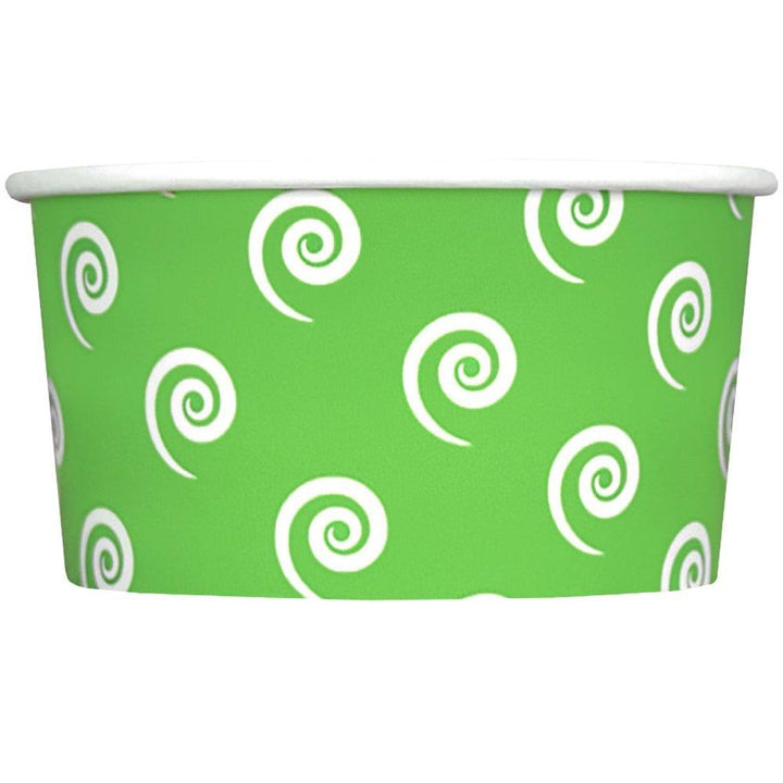 UNIQIFY® 6 oz Green Swirls and Twirls Ice Cream Cups - 06GRNSW&TCUP