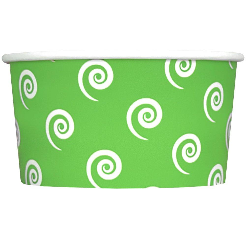 UNIQIFY® 6 oz Green Swirls and Twirls Ice Cream Cups - Frozen Dessert Supplies
