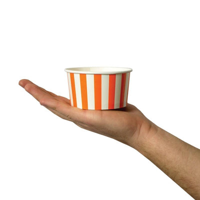 UNIQIFY® 6 oz Orange Striped Madness Ice Cream Cups - Frozen Dessert Supplies