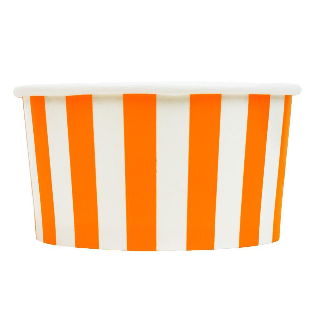 UNIQIFY® 6 oz Orange Striped Madness Ice Cream Cups - Frozen Dessert Supplies 06ORNGSMADCUP