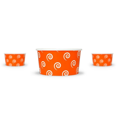 UNIQIFY® 6 oz Orange Swirls and Twirls Ice Cream Cups - Frozen Dessert Supplies