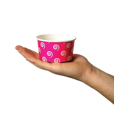 UNIQIFY® 6 oz Pink Swirls and Twirls Ice Cream Cups - Frozen Dessert Supplies