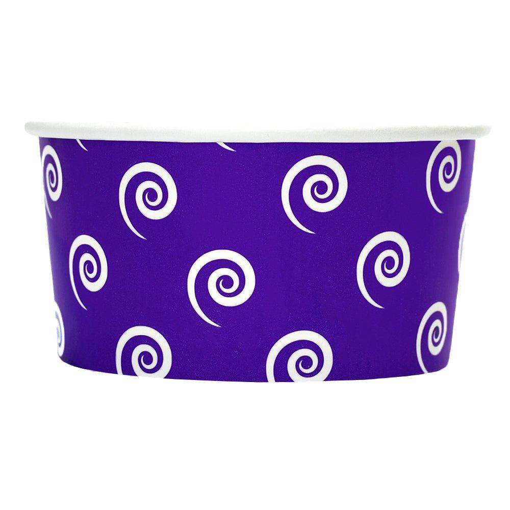 UNIQIFY® 6 oz Purple Swirls and Twirls Ice Cream Cups - Frozen Dessert Supplies
