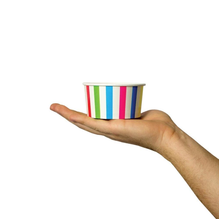 UNIQIFY® 6 oz Rainbow Striped Madness Ice Cream Cups - 06RNBWSMADCUP