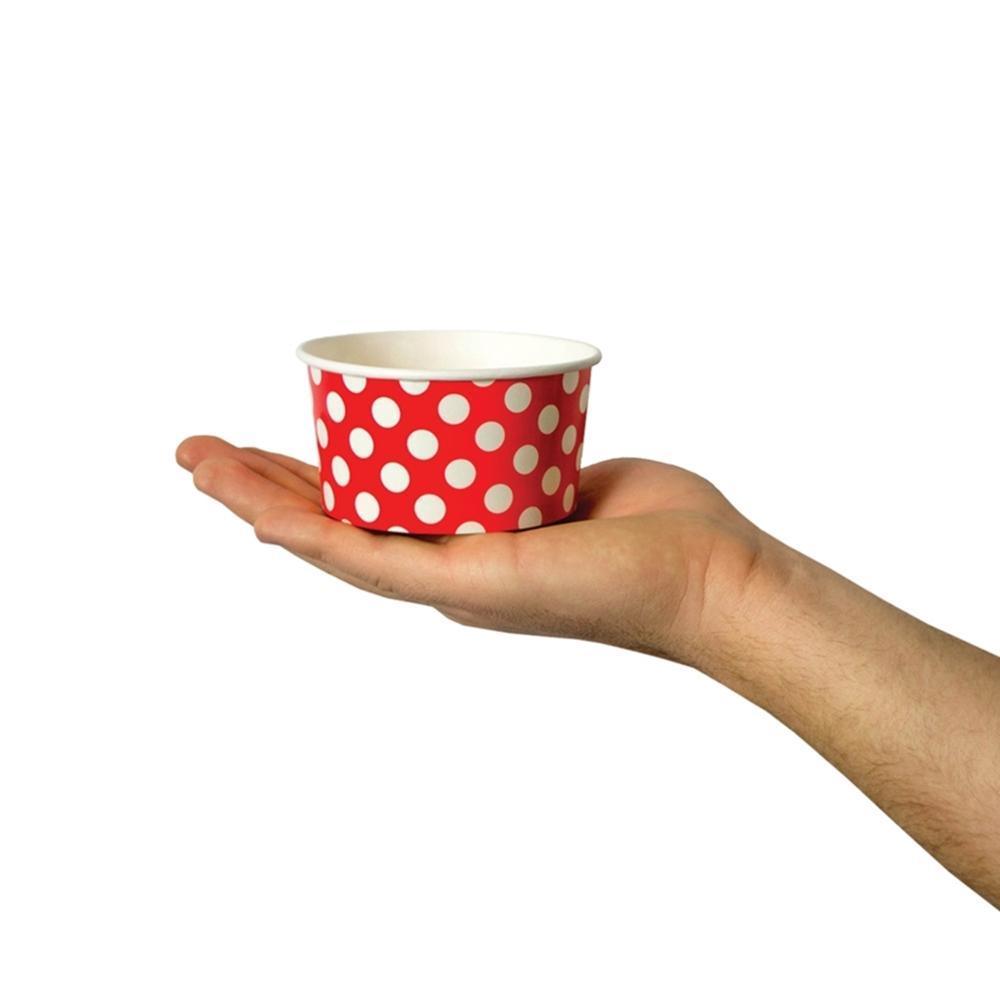 UNIQIFY® 6 oz Red Polka Dotty Ice Cream Cups - 06REDPKDTCUP