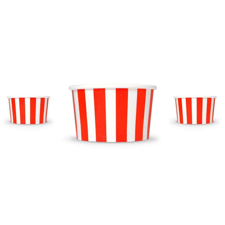 UNIQIFY® 6 oz Red Striped Madness Ice Cream Cups - 06REDSMADCUP