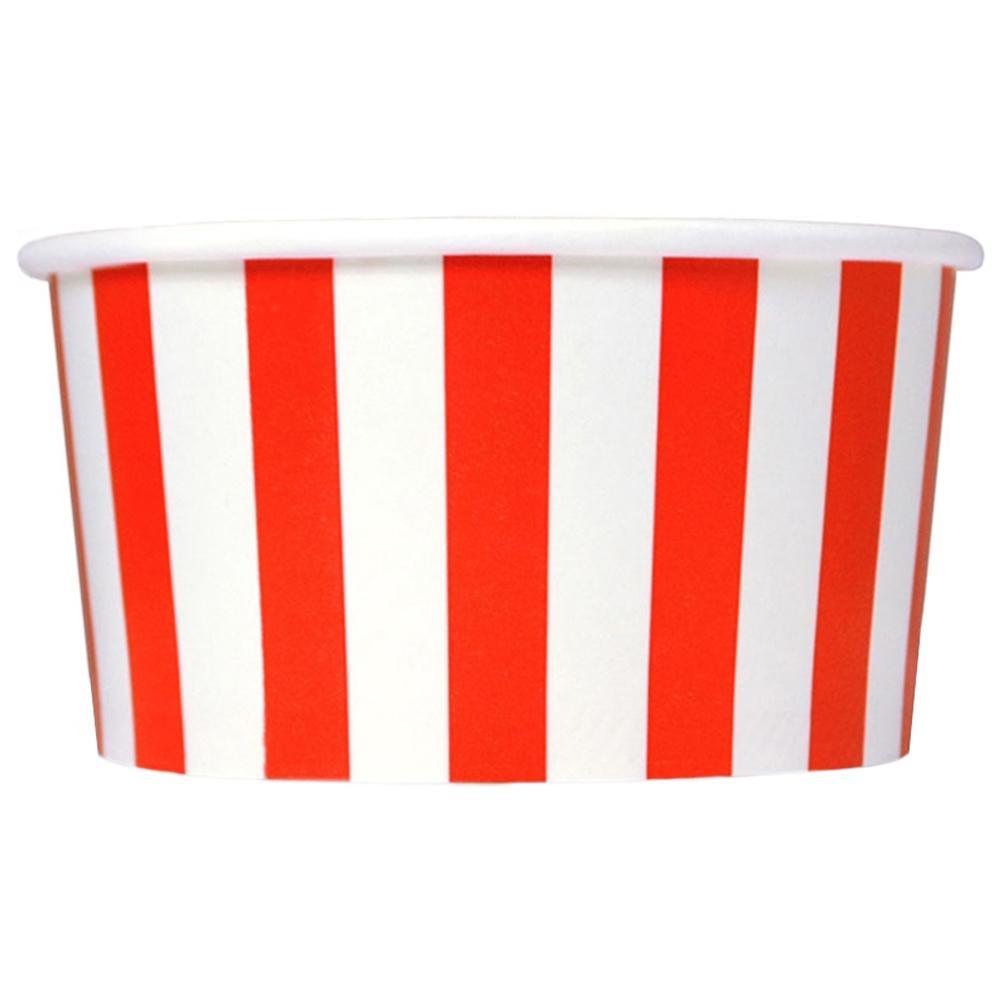 UNIQIFY® 6 oz Red Striped Madness Ice Cream Cups - Frozen Dessert Supplies 06REDSMADCUP