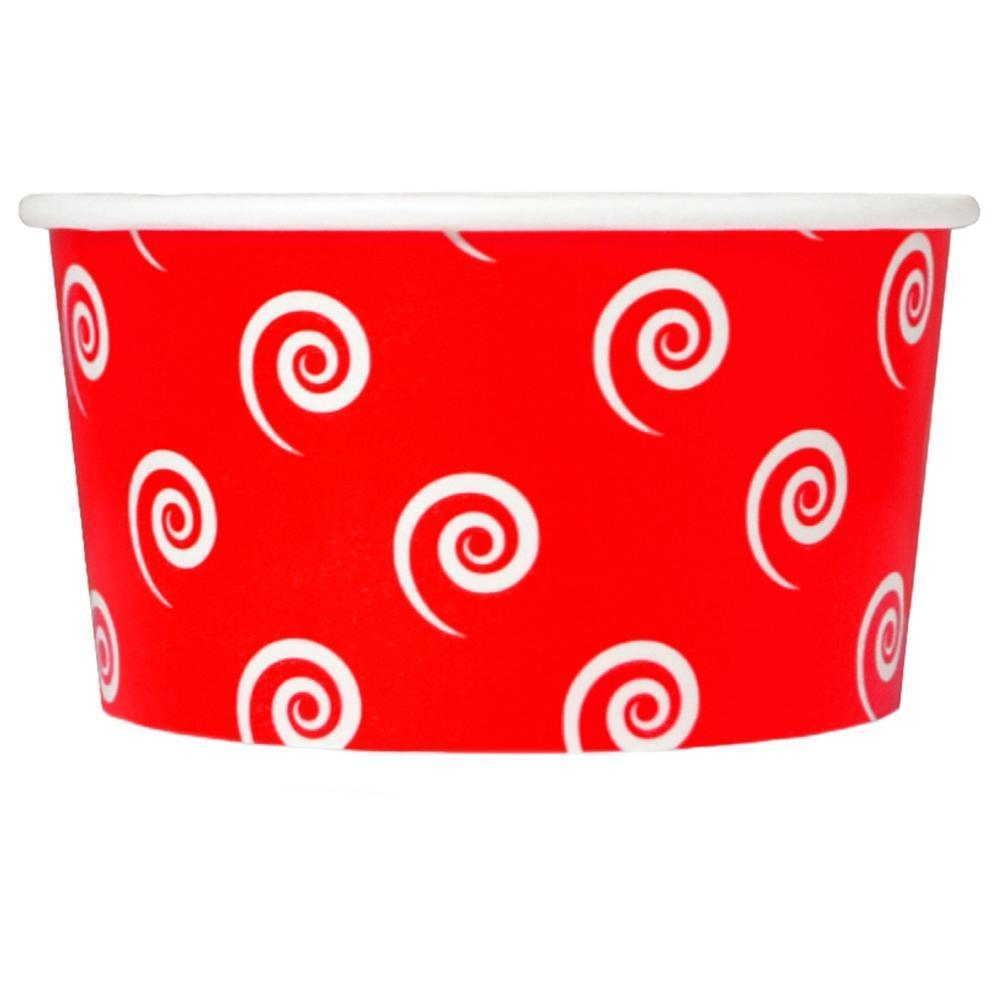 UNIQIFY® 6 oz Red Swirls and Twirls Ice Cream Cups - Frozen Dessert Supplies