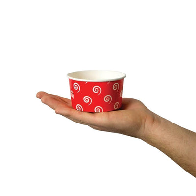 UNIQIFY® 6 oz Red Swirls and Twirls Ice Cream Cups - Frozen Dessert Supplies