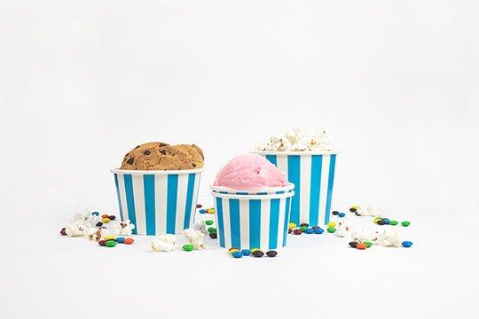 UNIQIFY® 8 oz Blue Striped Madness Ice Cream Cups - Frozen Dessert Supplies