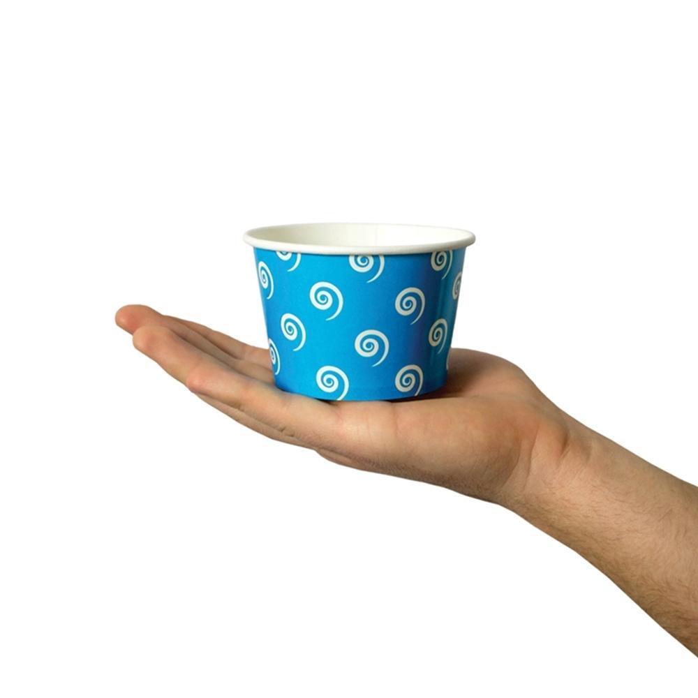 UNIQIFY® 8 oz Blue Swirls and Twirls Ice Cream Cups - Frozen Dessert Supplies
