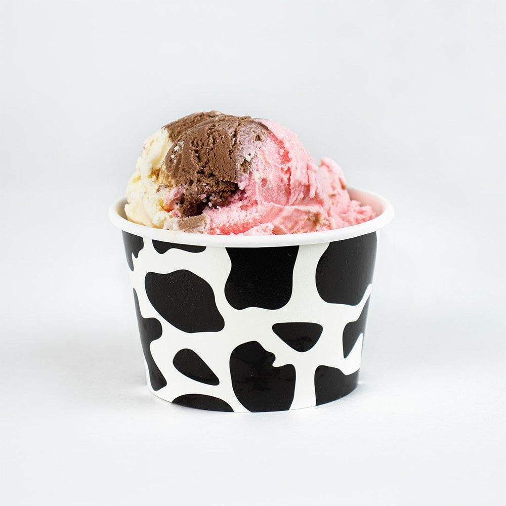 UNIQIFY® 8 oz Cowabunga Black Ice Cream Cups - Frozen Dessert Supplies 08COWBLCKM