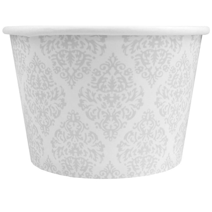 UNIQIFY® 8 oz Elegant Silver Ice Cream Cups - SILVERELEGANT08M