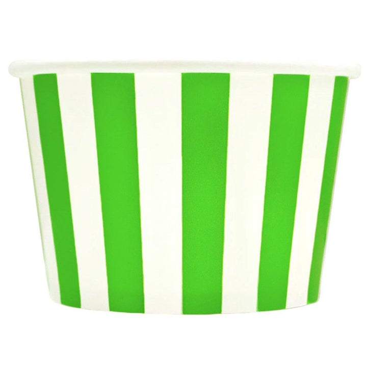 UNIQIFY® 8 oz Green Striped Madness Ice Cream Cups - 08GRNSMADCUP
