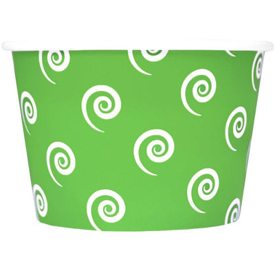UNIQIFY® 8 oz Green Swirls and Twirls Ice Cream Cups - Frozen Dessert Supplies