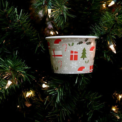UNIQIFY® 8 oz Happy Holidays Ice Cream Cups - Frozen Dessert Supplies