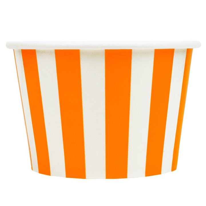 UNIQIFY® 8 oz Orange Striped Madness Ice Cream Cups - 08ORNGSMADCUP