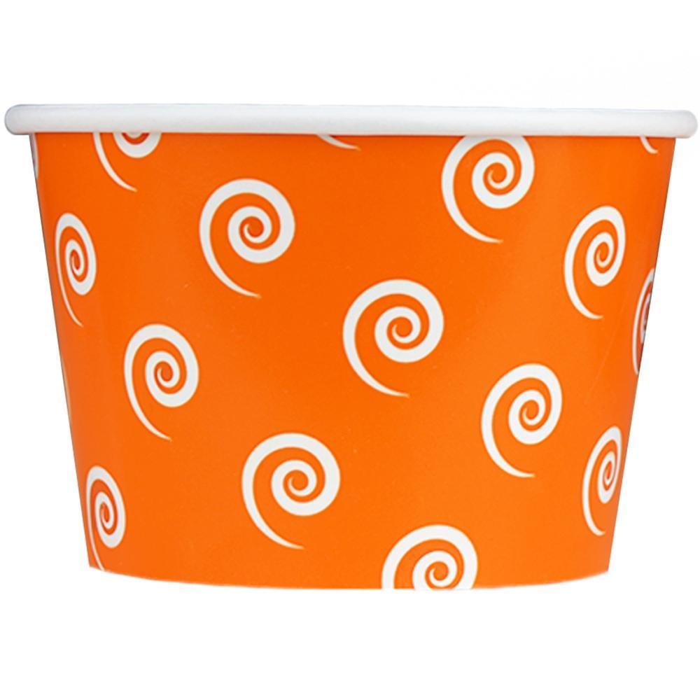 UNIQIFY® 8 oz Orange Swirls and Twirls Ice Cream Cups - Frozen Dessert Supplies 08ORNGSW&TCUP