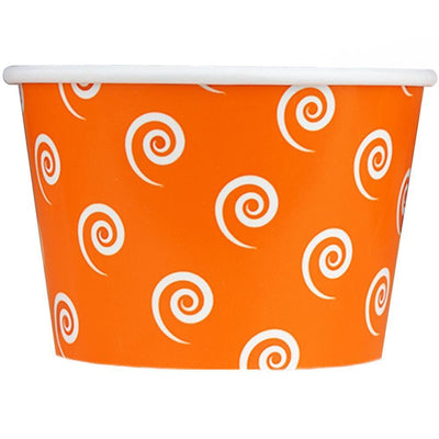 UNIQIFY® 8 oz Orange Swirls and Twirls Ice Cream Cups - Frozen Dessert Supplies