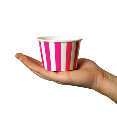 UNIQIFY® 8 oz Pink Striped Madness Ice Cream Cups - Frozen Dessert Supplies