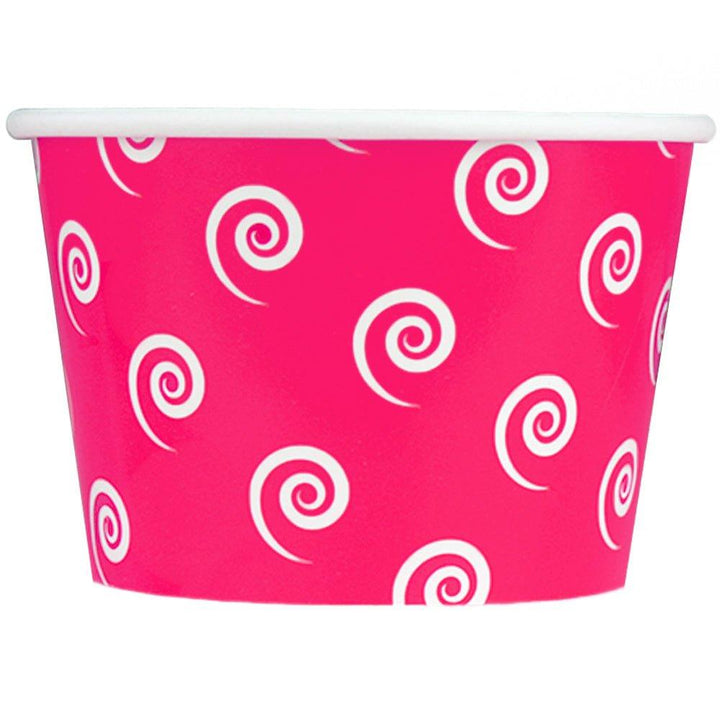 UNIQIFY® 8 oz Pink Swirls and Twirls Ice Cream Cups - 08PINKSW&TCUP