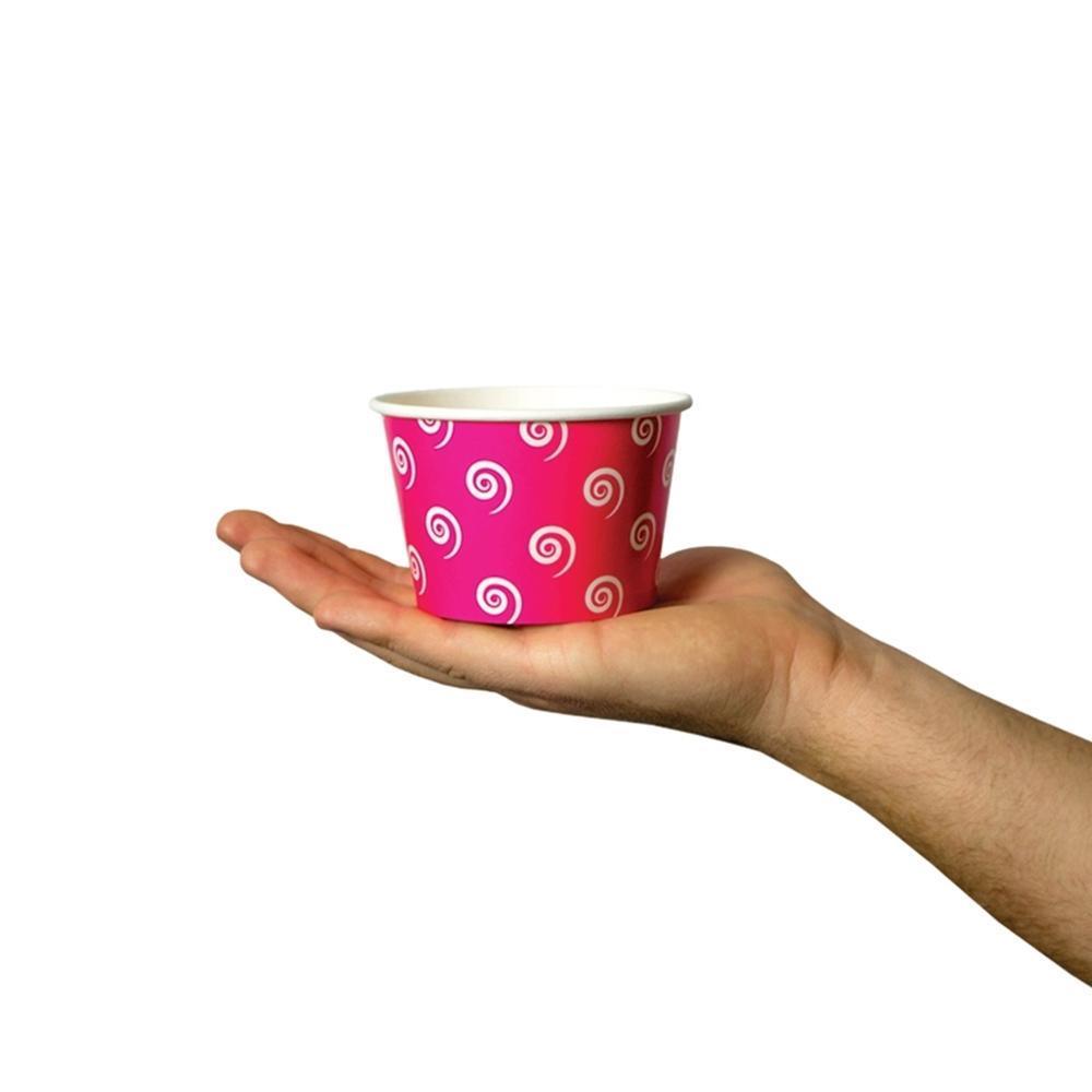 UNIQIFY® 8 oz Pink Swirls and Twirls Ice Cream Cups - Frozen Dessert Supplies