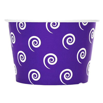 UNIQIFY® 8 oz Purple Swirls and Twirls Ice Cream Cups - Frozen Dessert Supplies