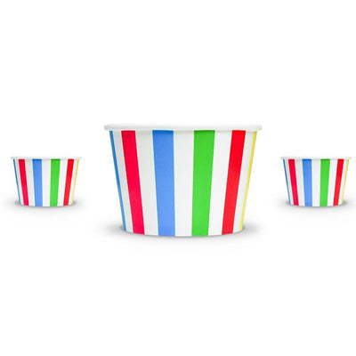 UNIQIFY® 8 oz Rainbow Striped Madness Ice Cream Cups - Frozen Dessert Supplies
