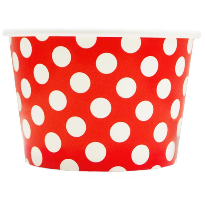 UNIQIFY® 8 oz Red Polka Dotty Ice Cream Cups - 08REDPKDTCUP