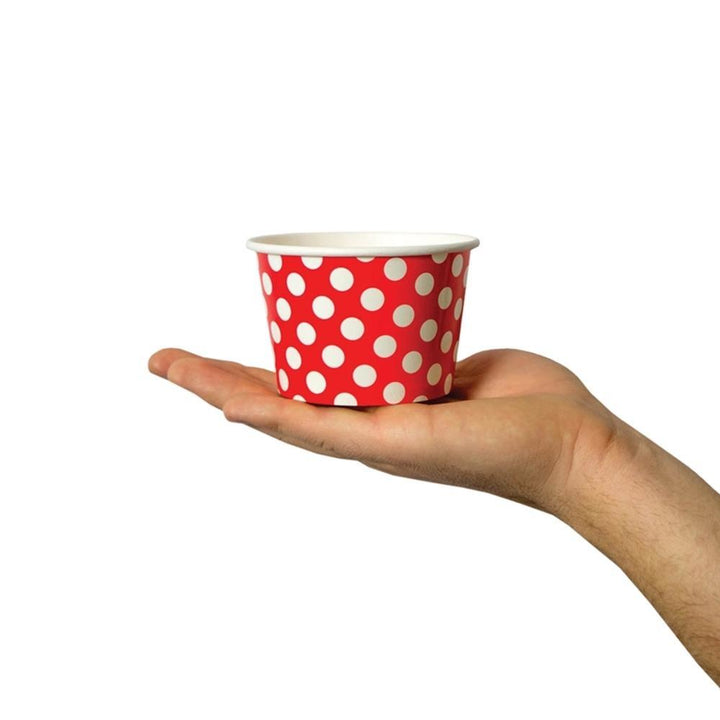 UNIQIFY® 8 oz Red Polka Dotty Ice Cream Cups - 08REDPKDTCUP