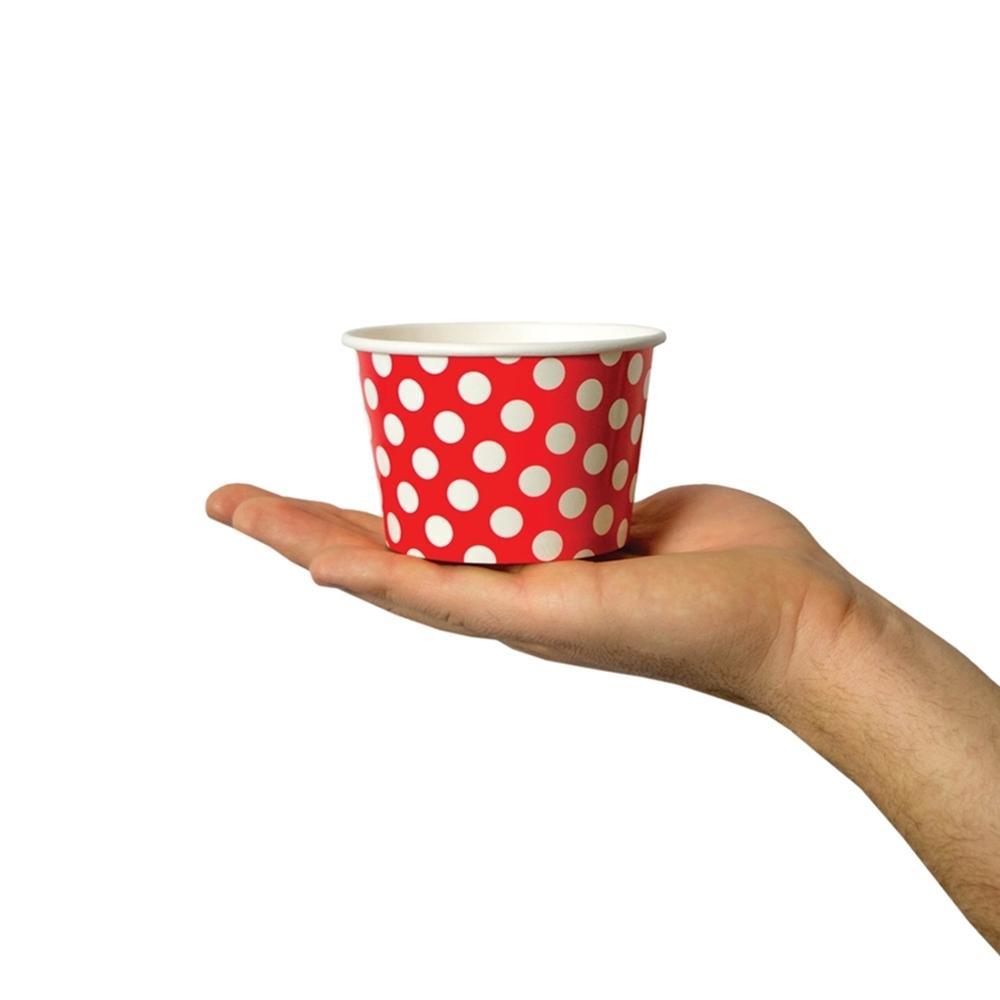 UNIQIFY® 8 oz Red Polka Dotty Ice Cream Cups - Frozen Dessert Supplies