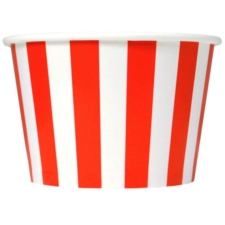 UNIQIFY® 8 oz Red Striped Madness Ice Cream Cups - 08REDSMADCUP